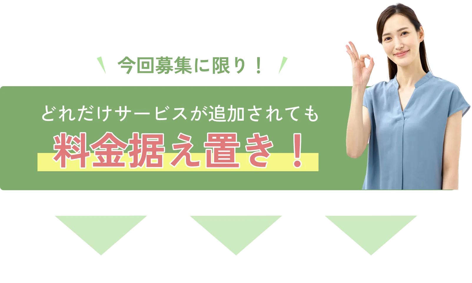 今回募集に限り!どれだけサービスが追加されても料金据え置き!